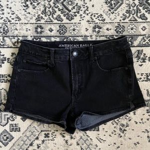 American Eagle Hi Rise Shortie Black Denim Shorts